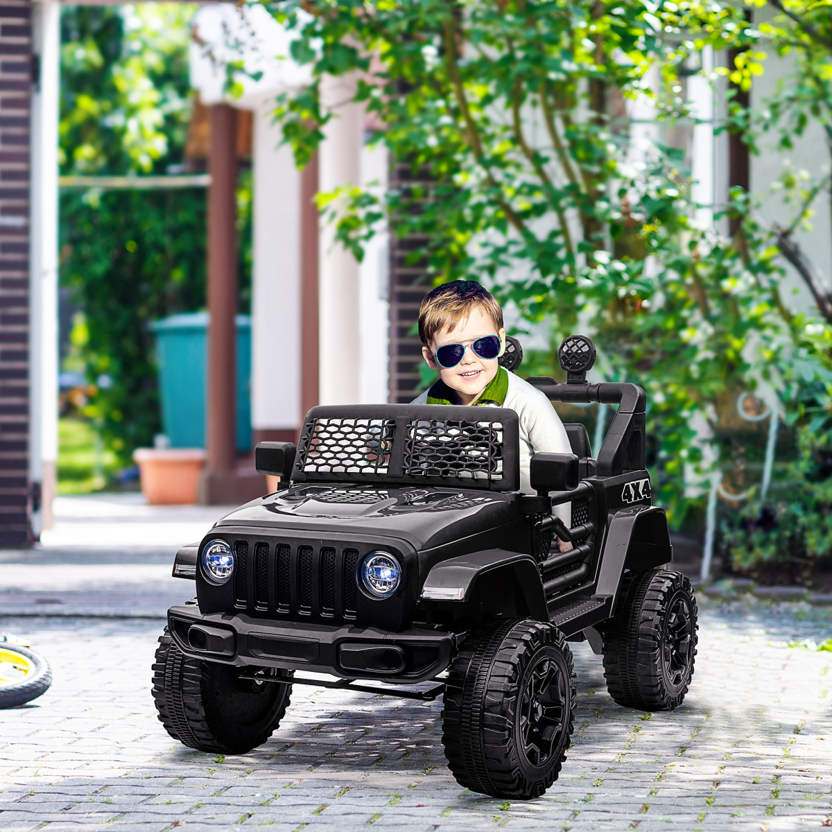 FunMax 12V Kids Electric Off-Road Ride-On Truck with Remote Control – Black