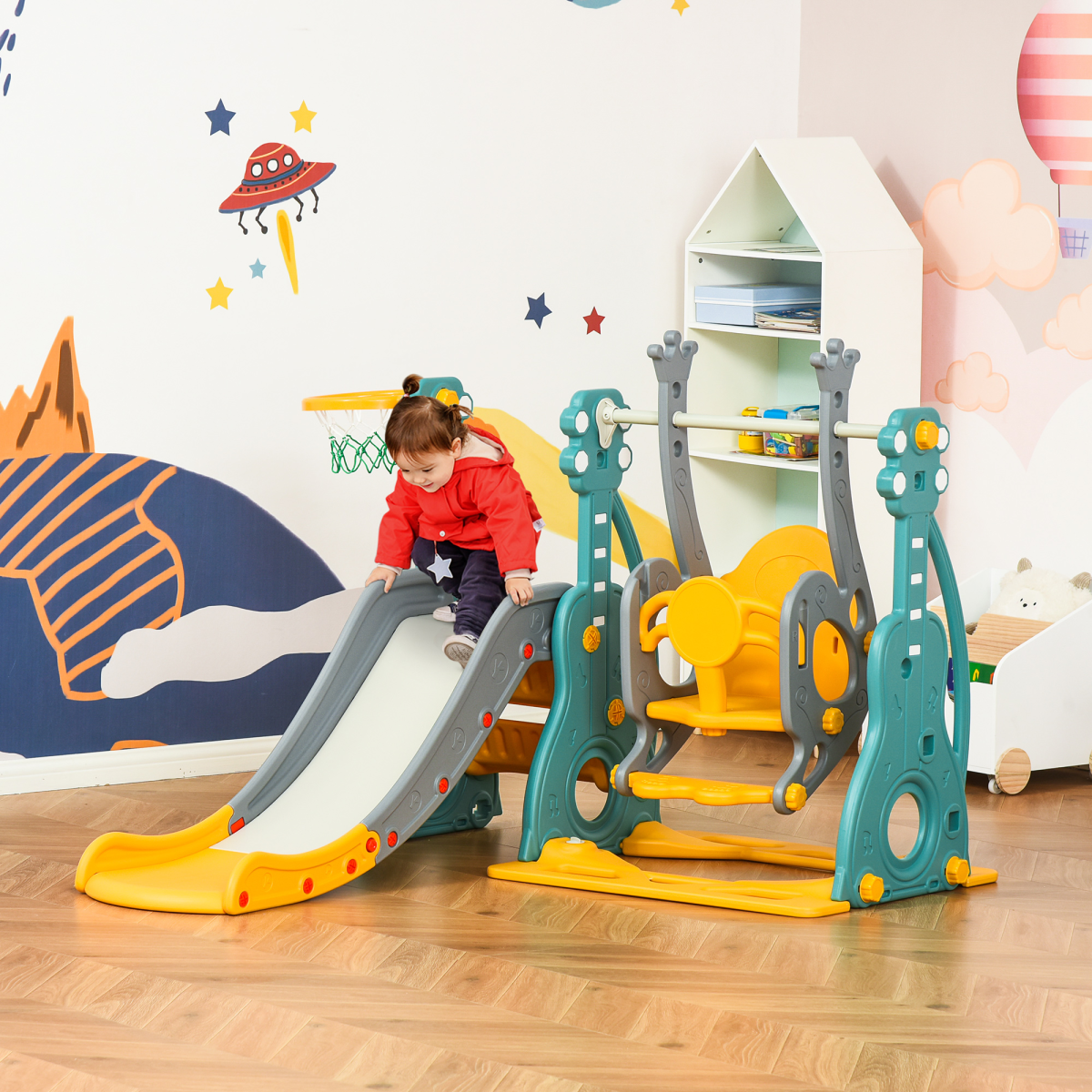 Ultimate 3-in-1 Kids Activity Center: Swing, Slide & Basketball Fun!