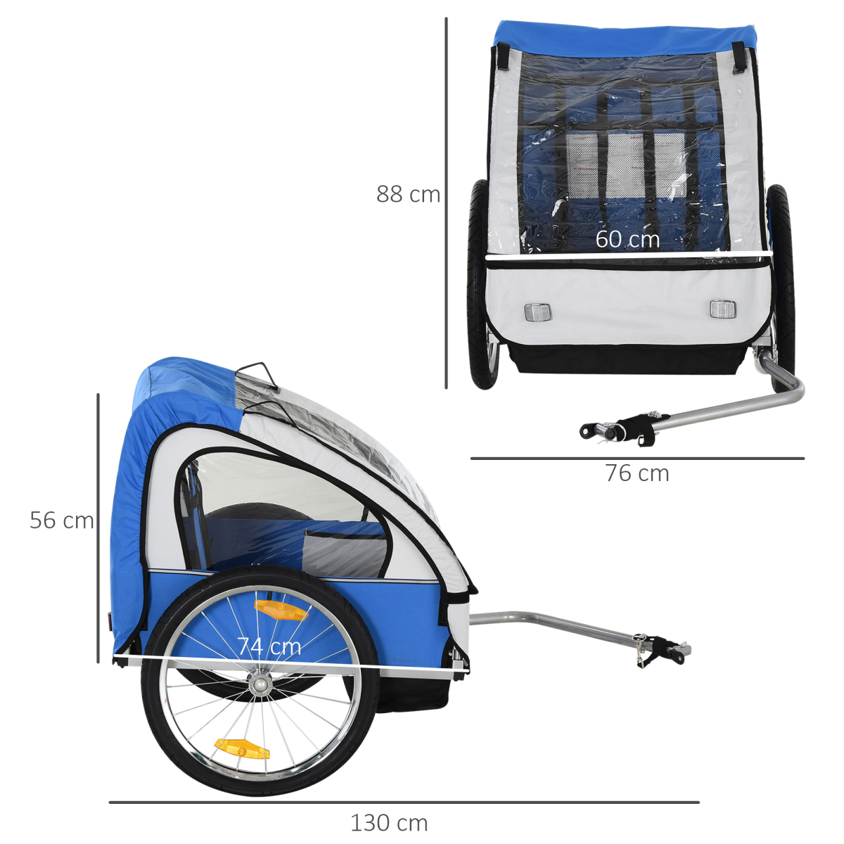 Adventure Buddy: 2-Seat Steel Frame Child Bike Trailer - Safe & Fun Rides!