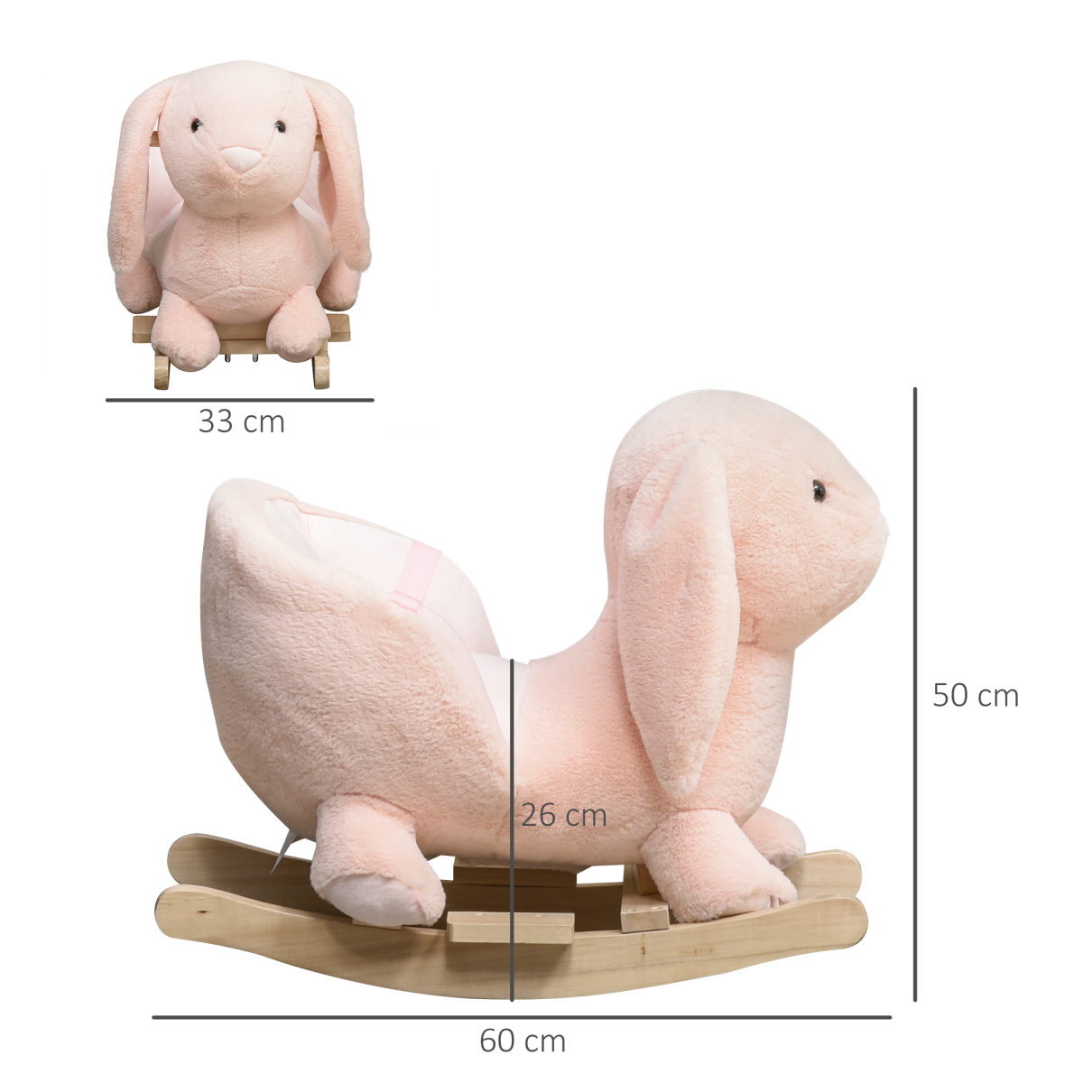 Cute Kids Ride-On Rocking Rabbit Sound Handlebars Seat Belt Plush Body