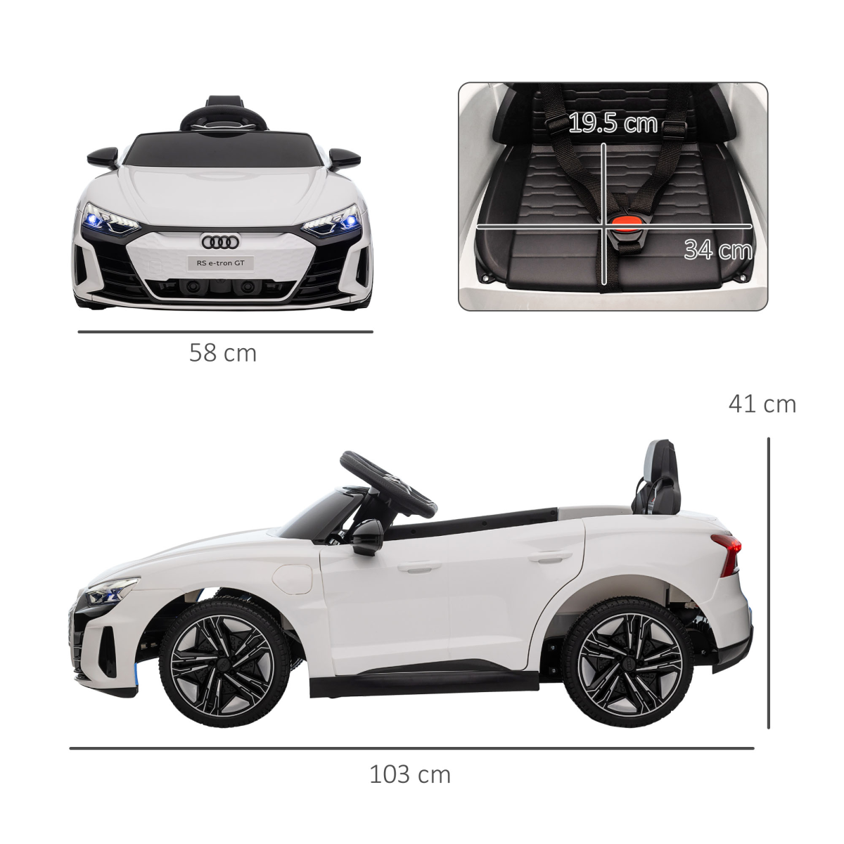 Audi RS e-tron GT 12V Kids Electric Ride-On Car with Remote Control - White