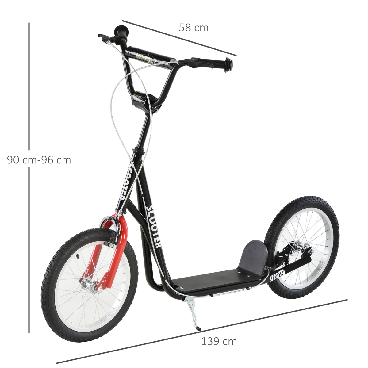 Adjustable Kids Kick Scooter with Inflatable Wheels - Smooth Ride in Black!