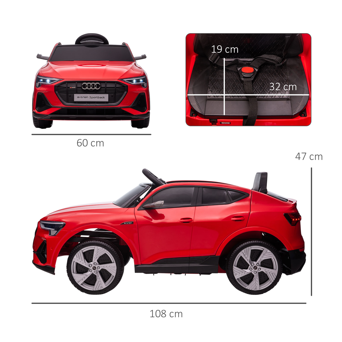 Licensed Audi E-tron 12V Kids Electric Ride-On Car with Remote, Lights & Music