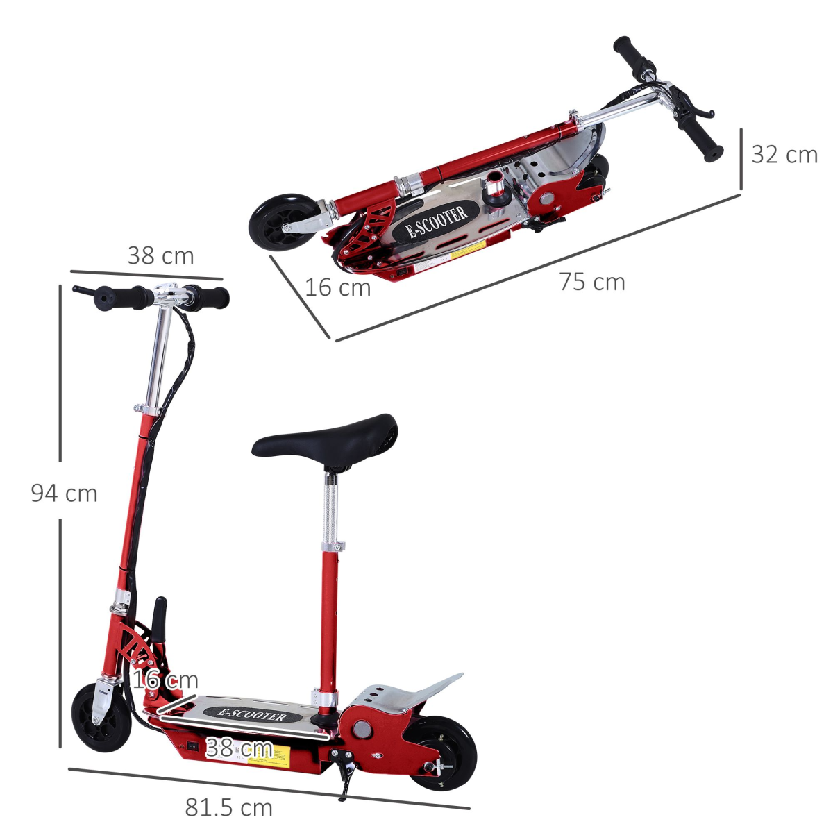 Foldable Electric Scooter for Teens - 12V 120W with Brake Kickstand