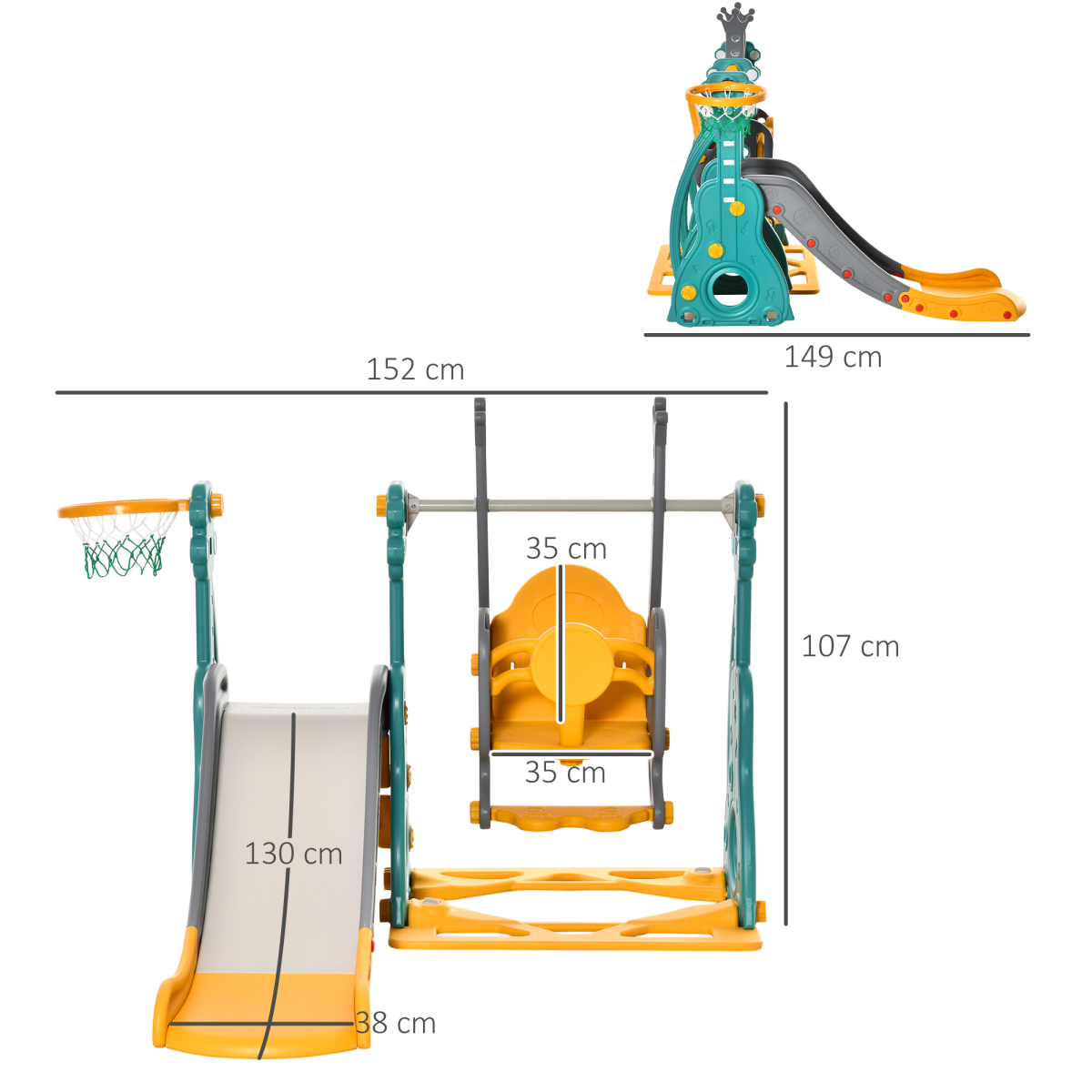 Ultimate 3-in-1 Kids Activity Center: Swing, Slide & Basketball Fun!