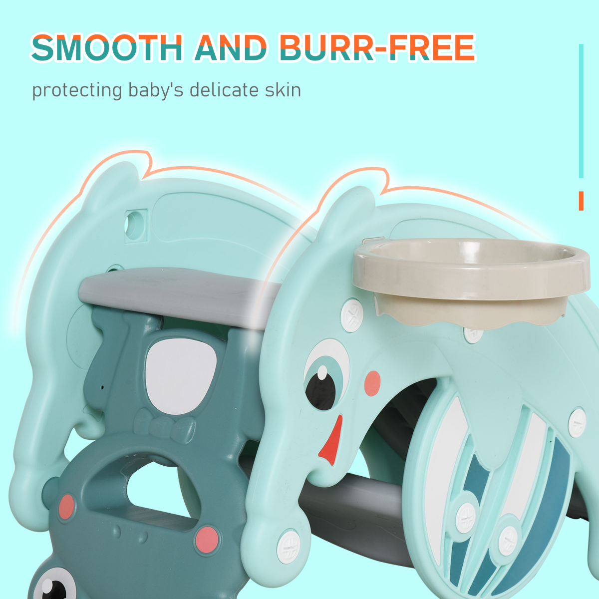 3-in-1 Baby Rocking Horse Portable Slide Basketball Hoop, Age 3-5