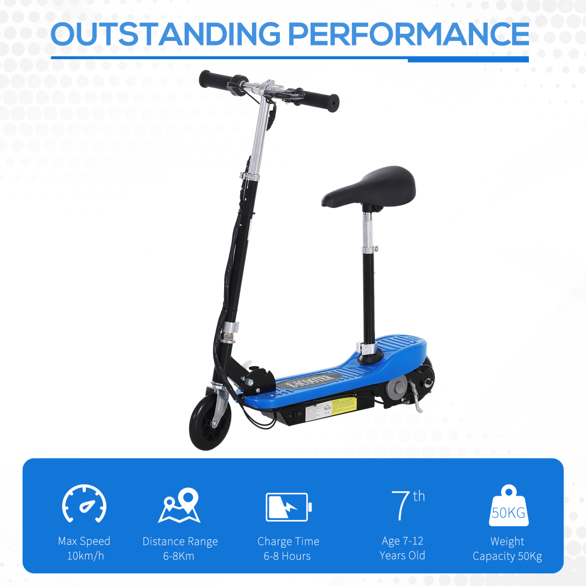 Blue Kids Electric Foldable Scooter - Durable, Stylish, & Easy to Carry!