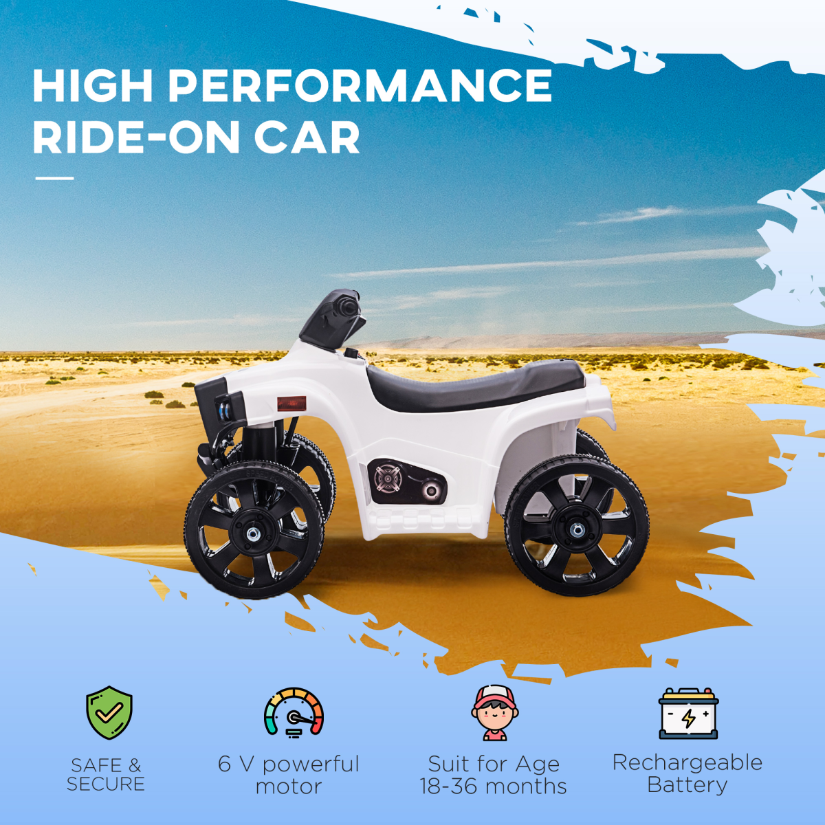 Electric 6V Kids ATV Ride-On Car for Toddlers - Stylish Black Adventure!
