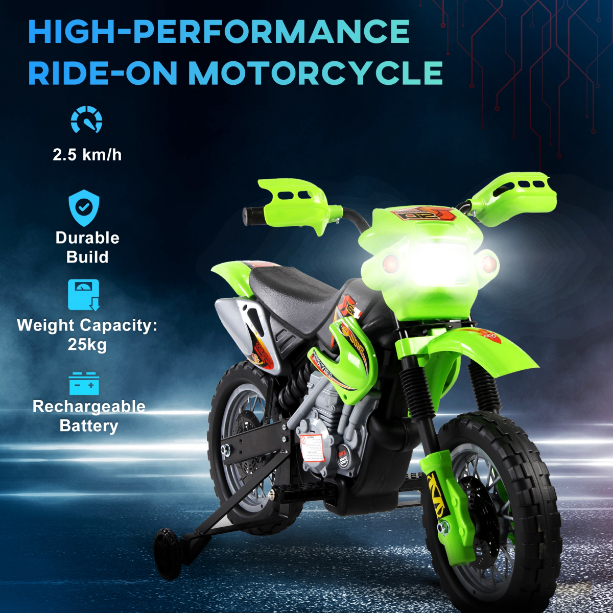 Green 6V Kids Electric Motorbike - Fun Ride-On for Ages 3-6 Years