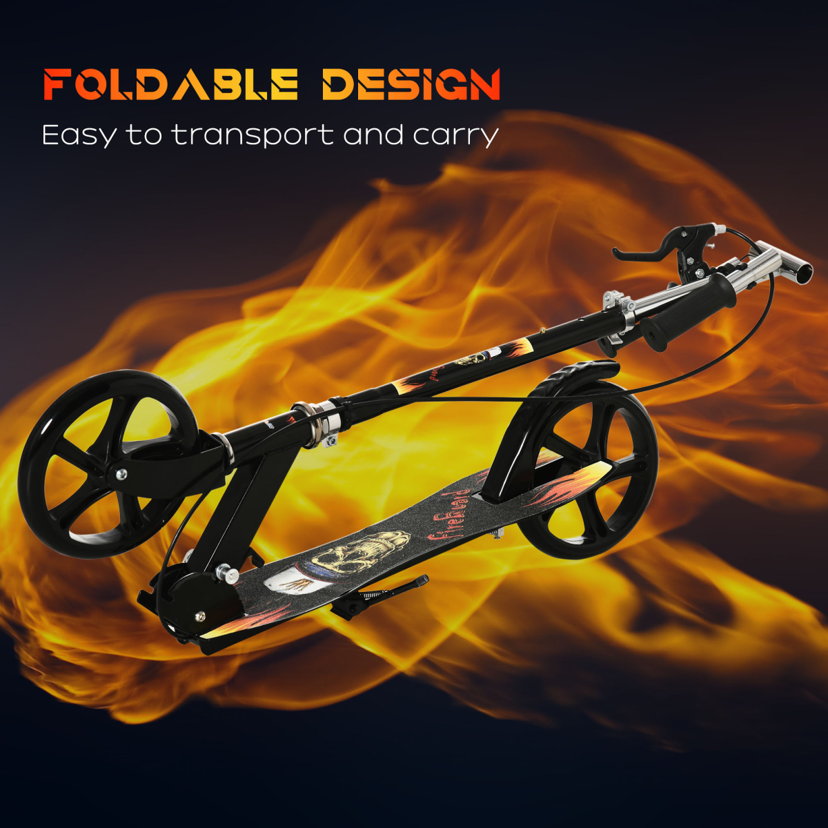Adjustable Height Foldable Kick Scooter for Kids - Big Wheels & Safe Brake!