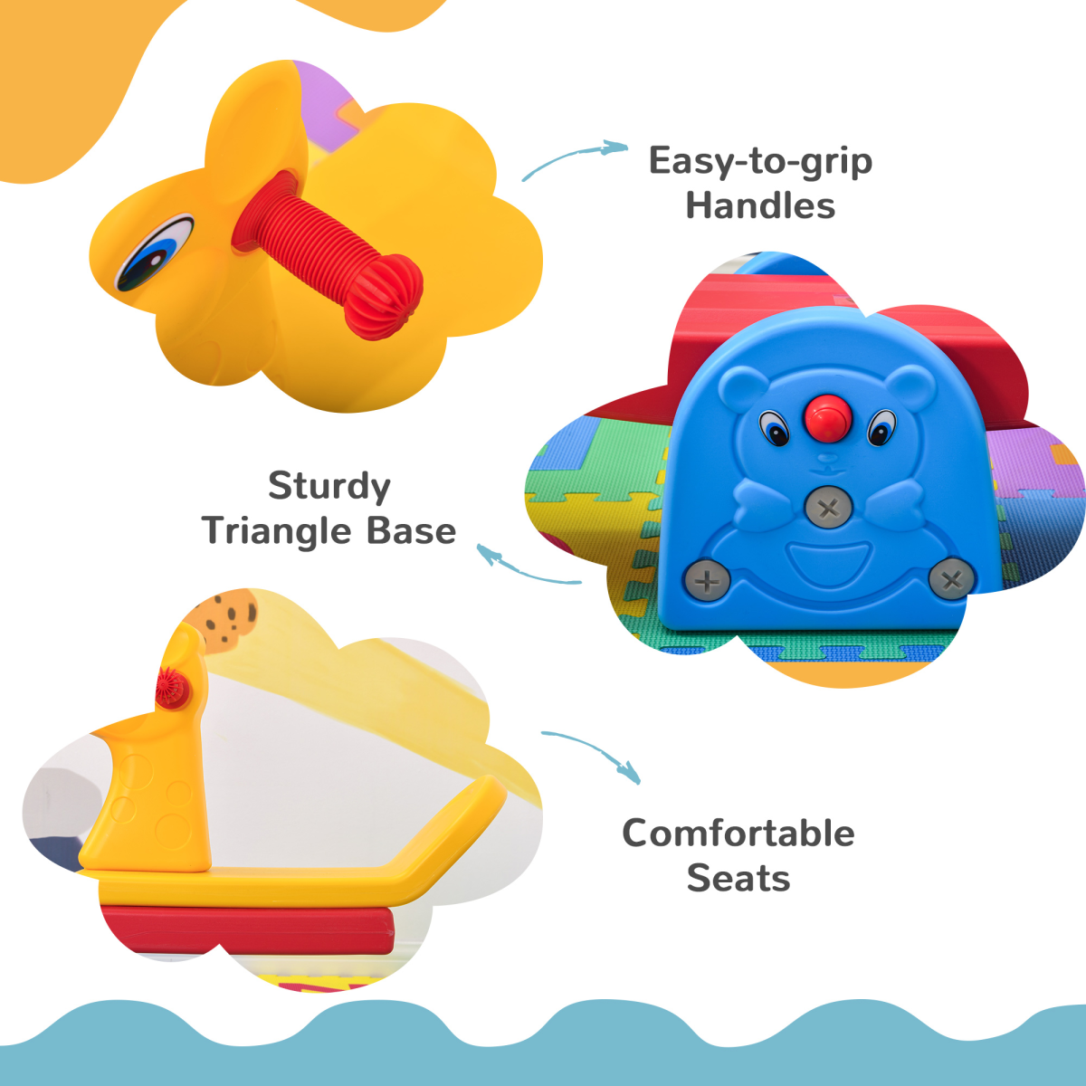 Kids Seesaw Safe Teeter Totter 2 Seats with Easy-Grip Handles