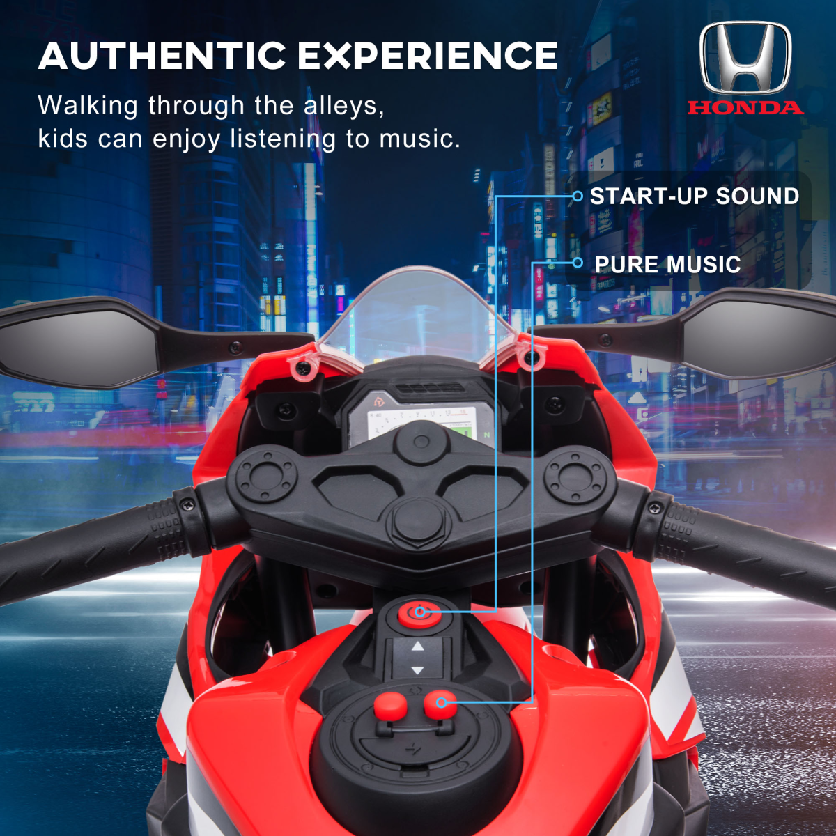 Honda 6V Kids Electric Motorbike - Safe Ride-On for Ages 3-5, Red