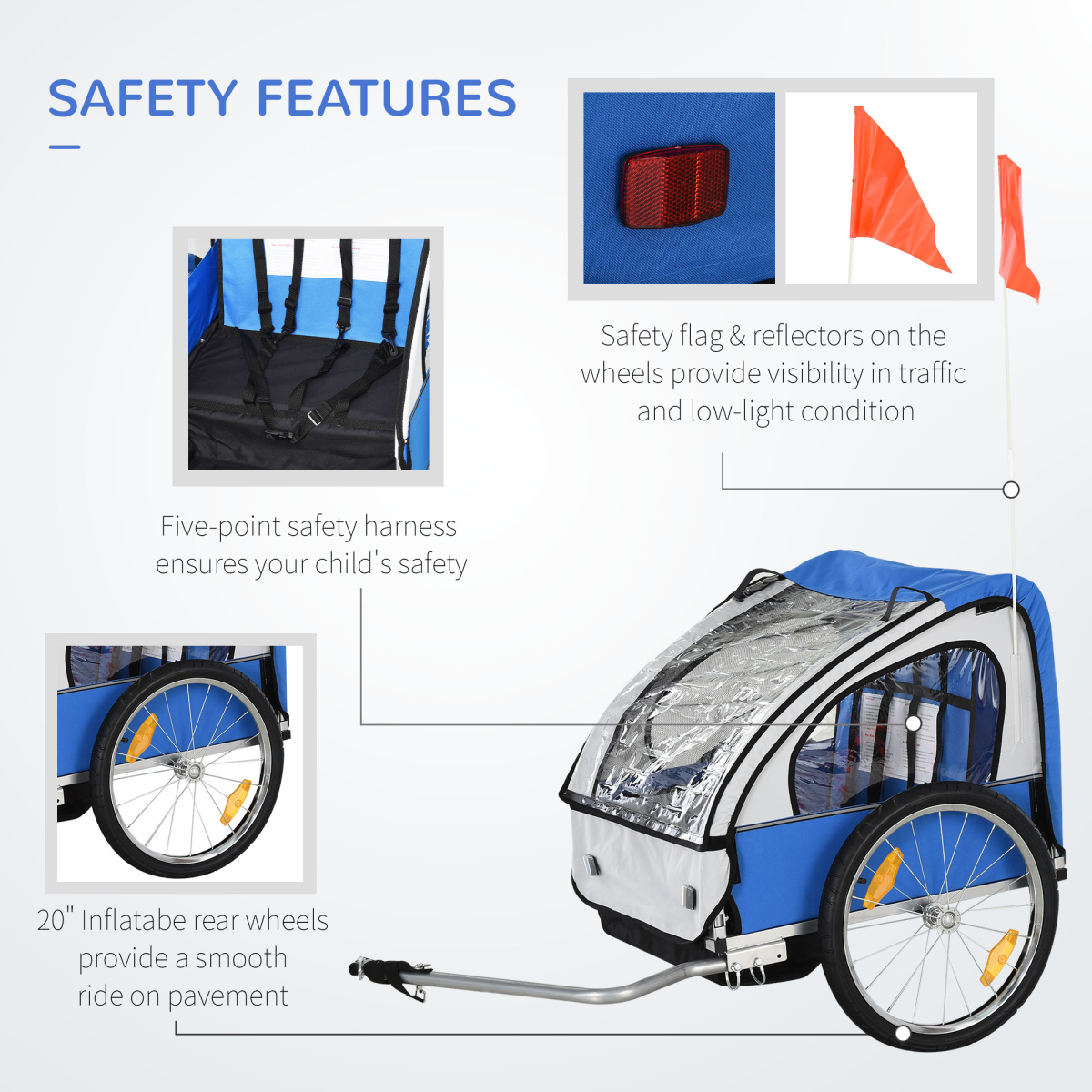 Adventure Buddy: 2-Seat Steel Frame Child Bike Trailer - Safe & Fun Rides!