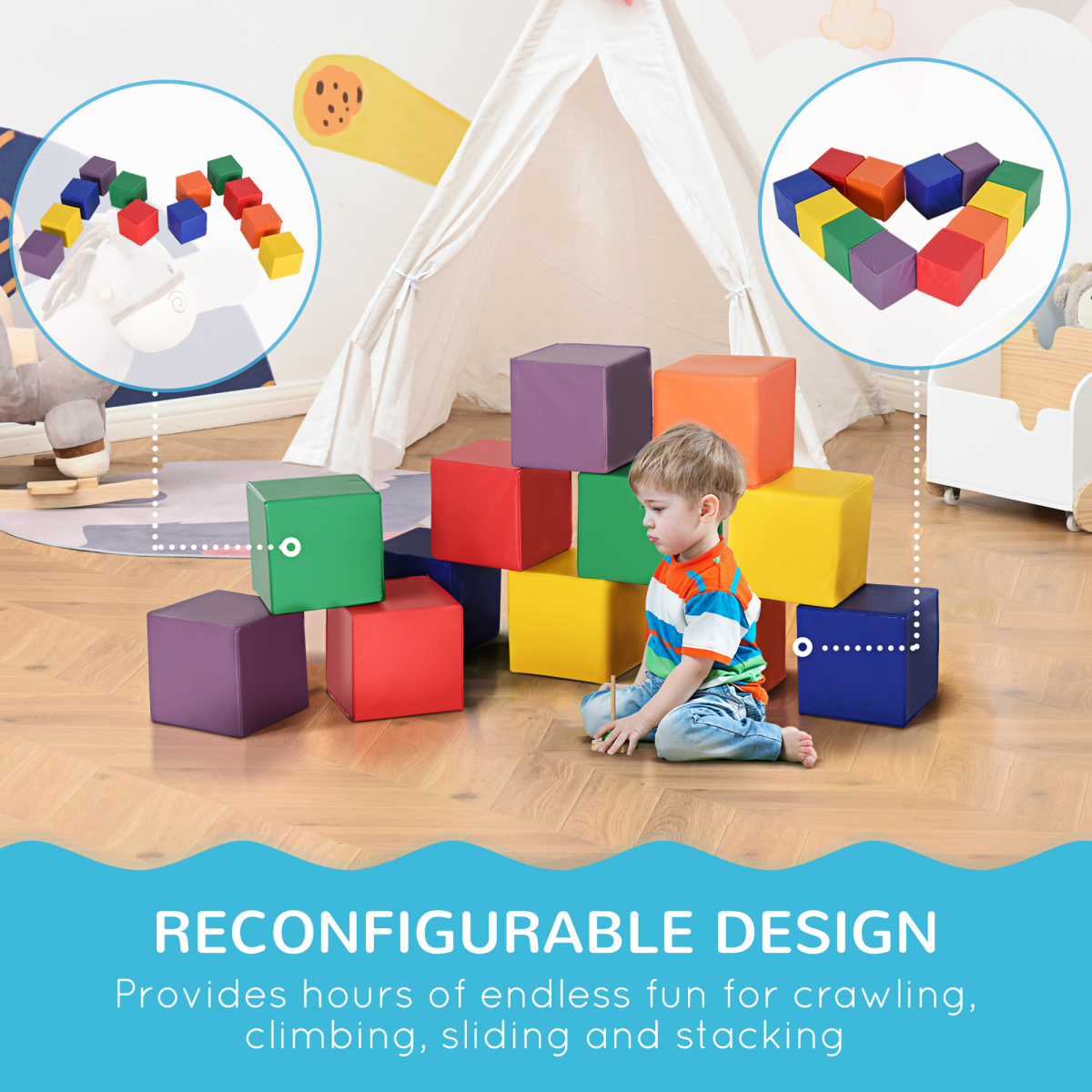 12-Piece Soft Foam Play Blocks for Kids - Safe Fun Stacking & Building Toy!