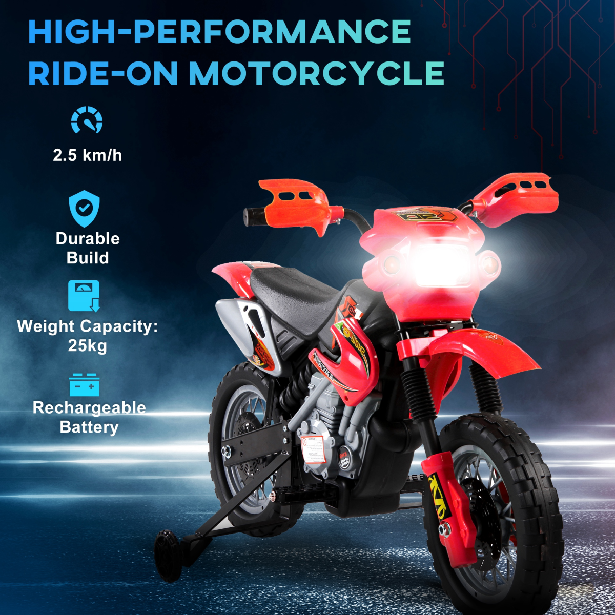6V Kids Electric Motorbike Motorcycle Ride On for 3-6 Years Red HOMCOM