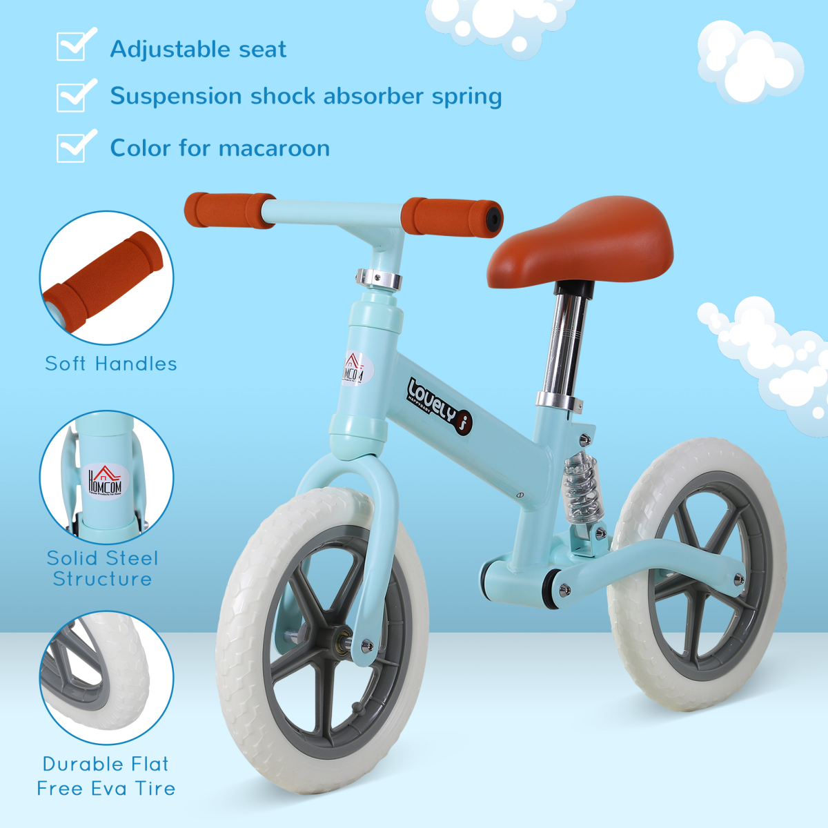 Adjustable No-Pedal Balance Bike for Kids 2-5 Years - HOMCOM