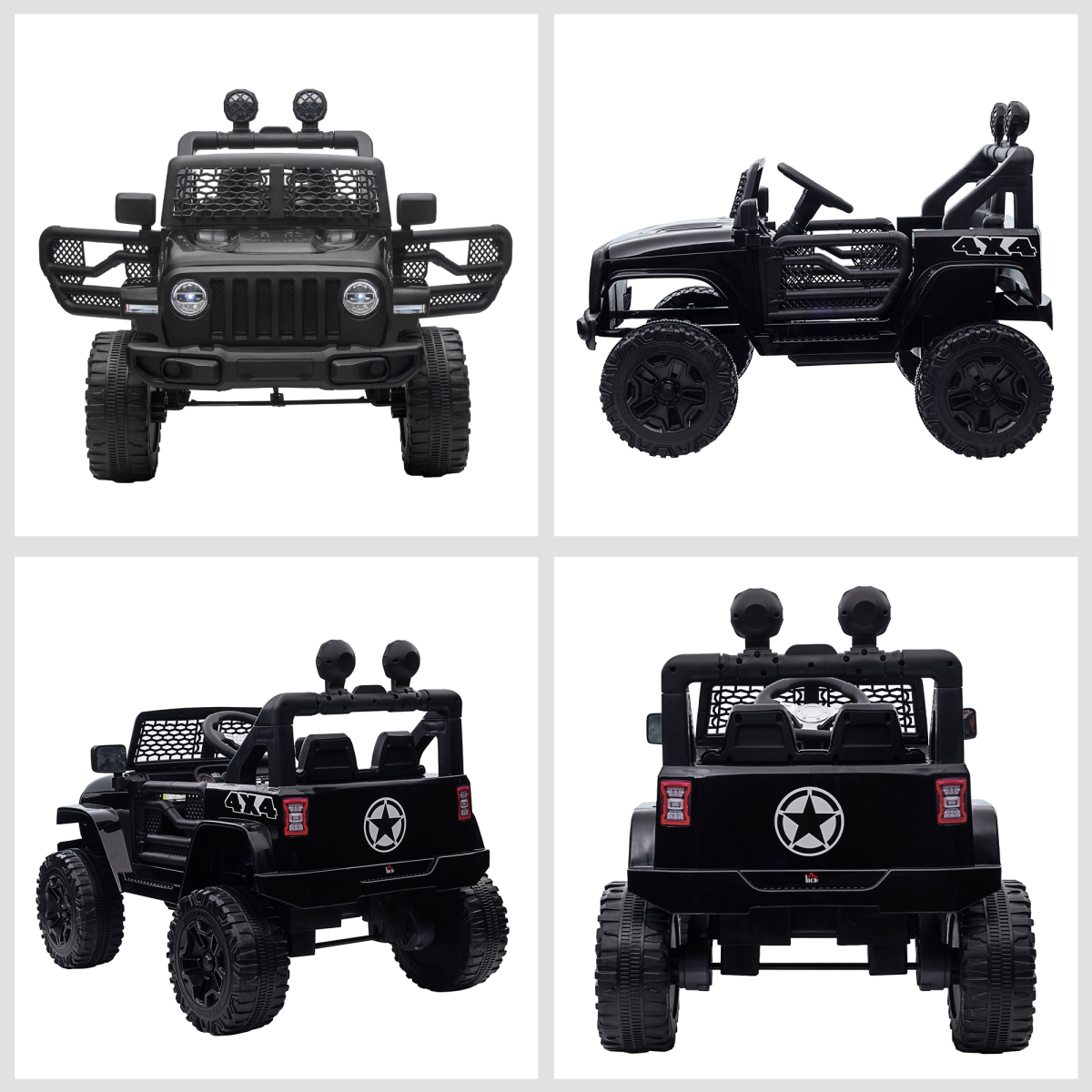 FunMax 12V Kids Electric Off-Road Ride-On Truck with Remote Control – Black