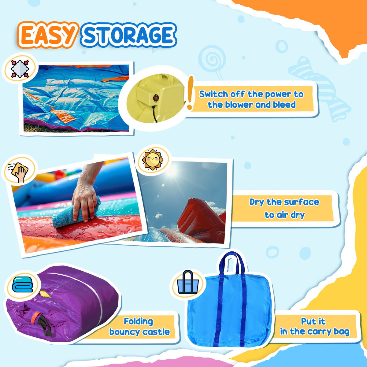 Bouncy Castle with Slide Pool House Inflatable w/ Blower Multi-color Outsunny
