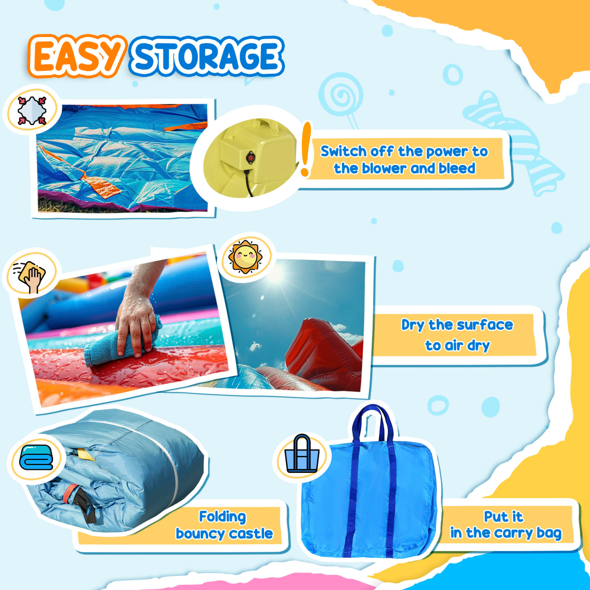 Kids Bouncy Castle with Slide Pool Trampoline Climbing Wall w/ Blower