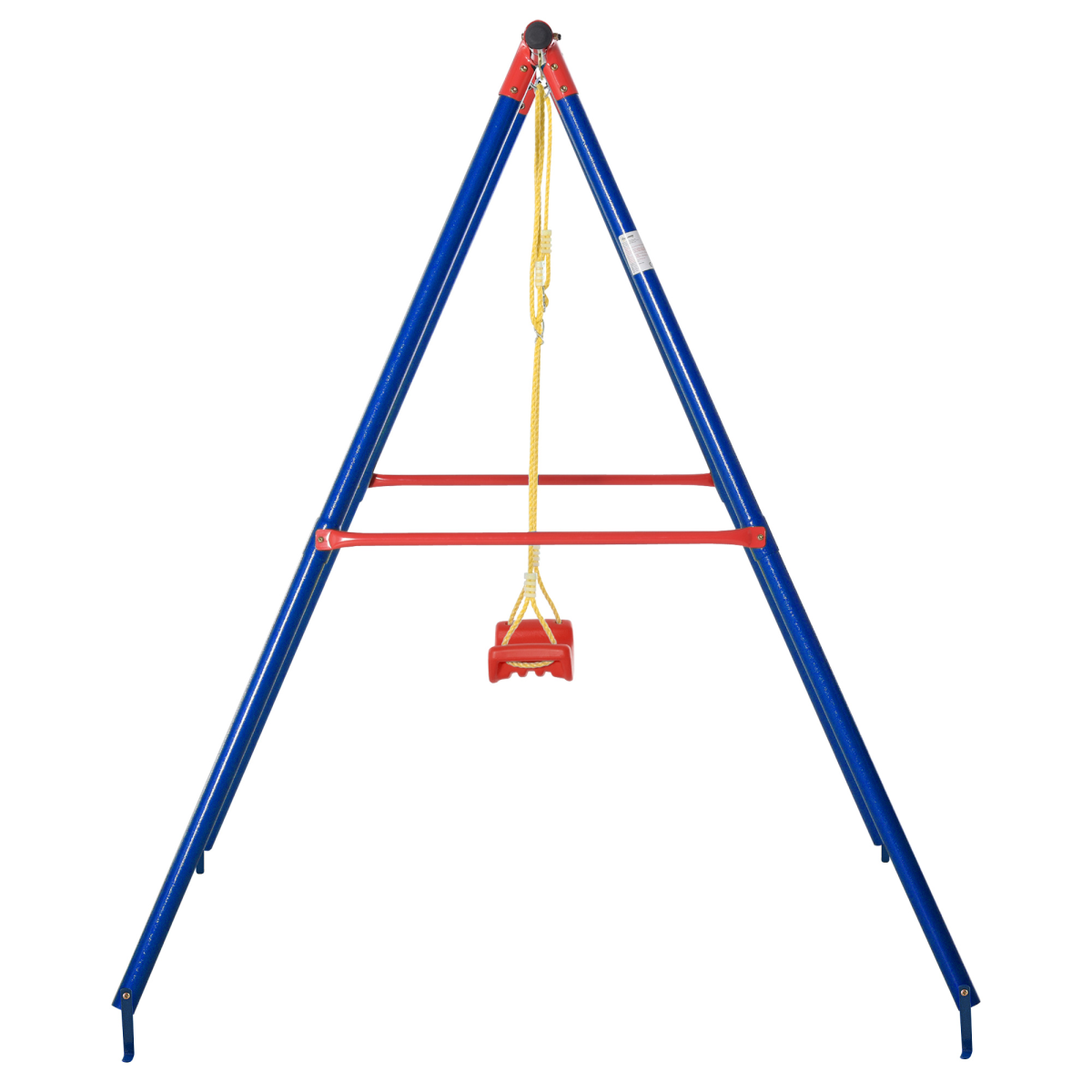 Metal Swing Set w/ Adjustable Rope A-Frame Stand Outdoor Playset Outsunny