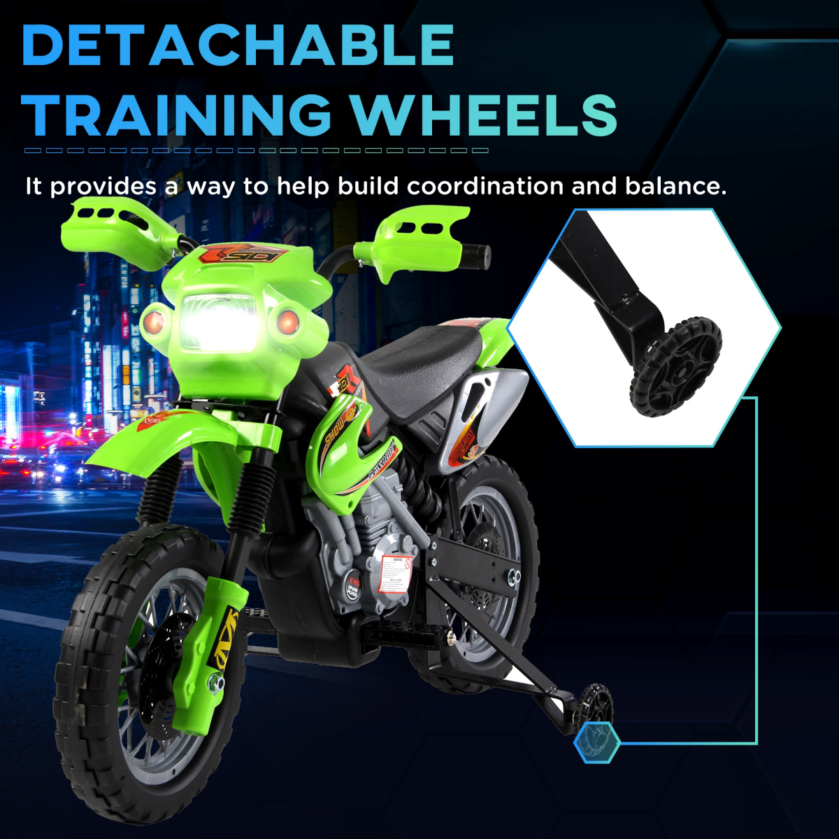 Green 6V Kids Electric Motorbike - Fun Ride-On for Ages 3-6 Years