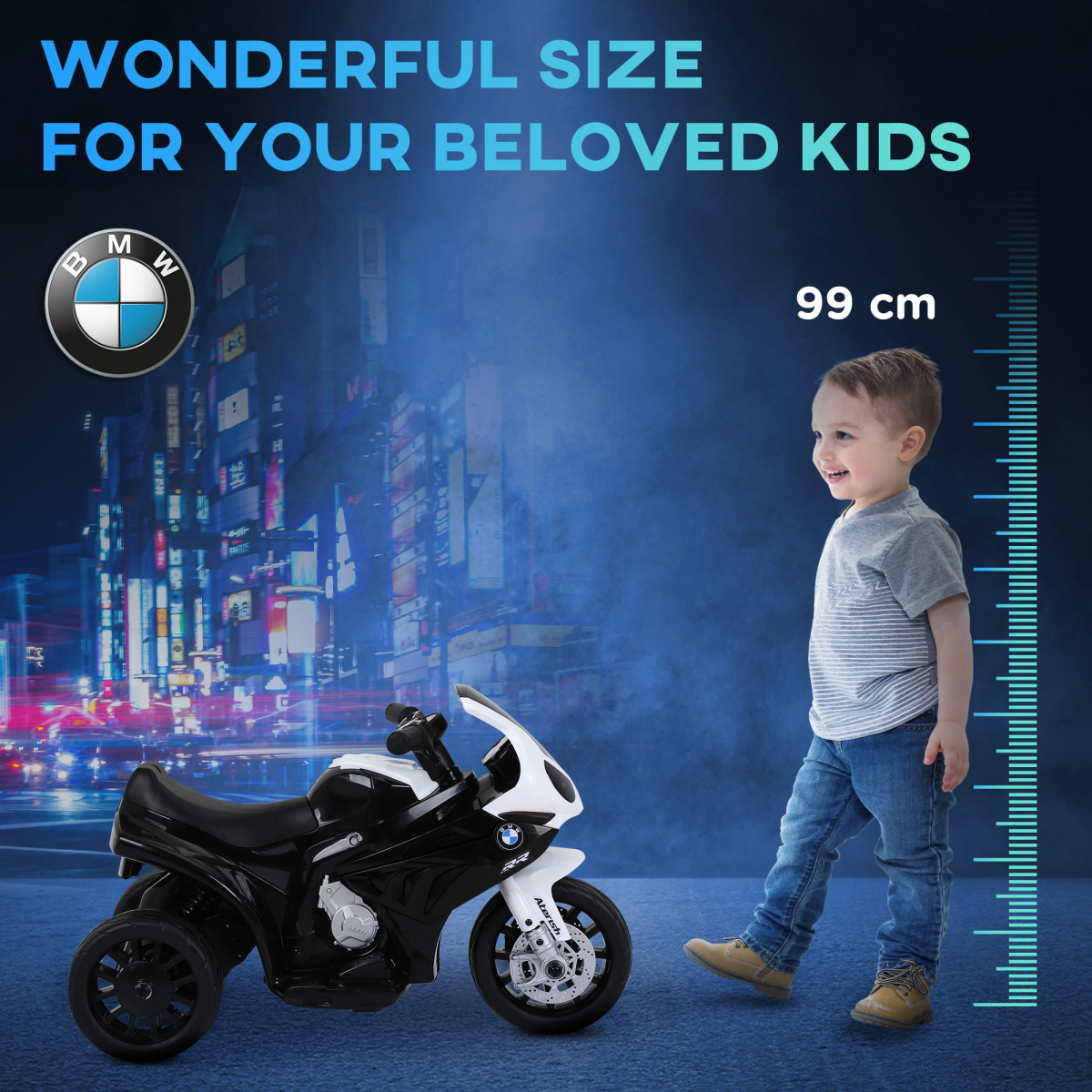 Electric Kids Ride on Motorcycle BMW Liscensed Headlights Music Black