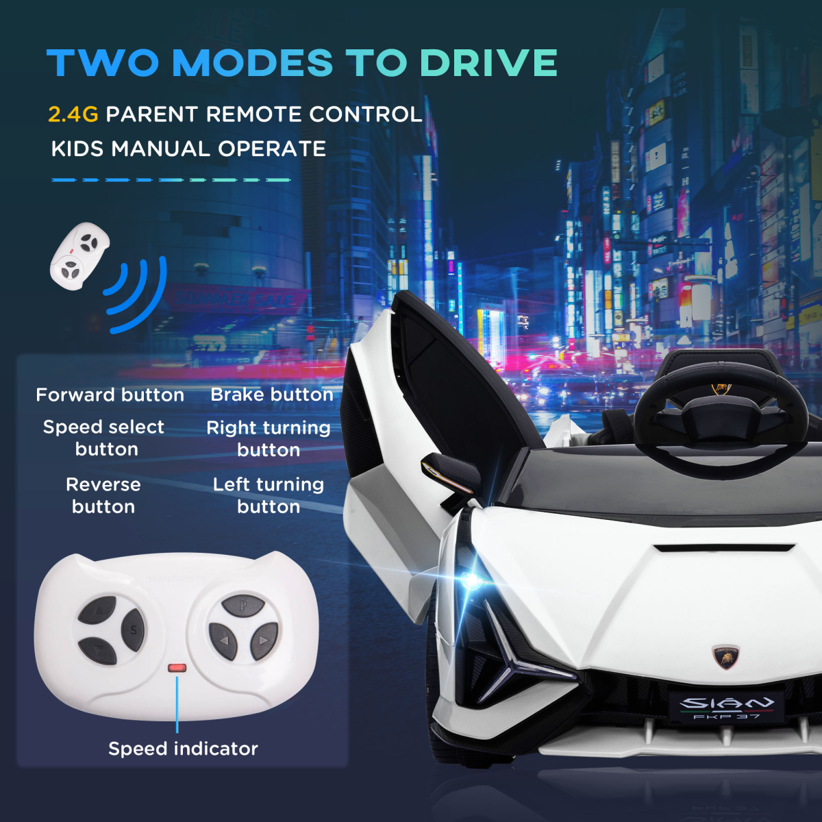 Lamborghini SIAN 12V Kids Electric Car Toy w/ Remote - Fun & Safe Driving!