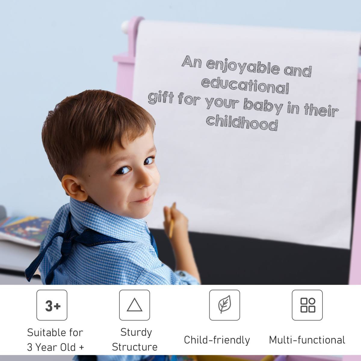 Creative Kids Double-Sided Art Easel with Paper Roll & Chalkboard