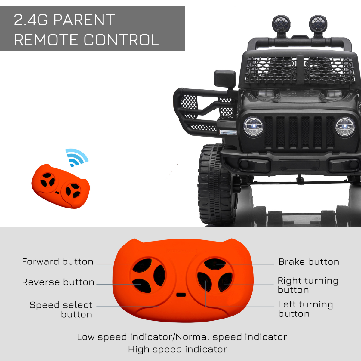 FunMax 12V Kids Electric Off-Road Ride-On Truck with Remote Control – Black