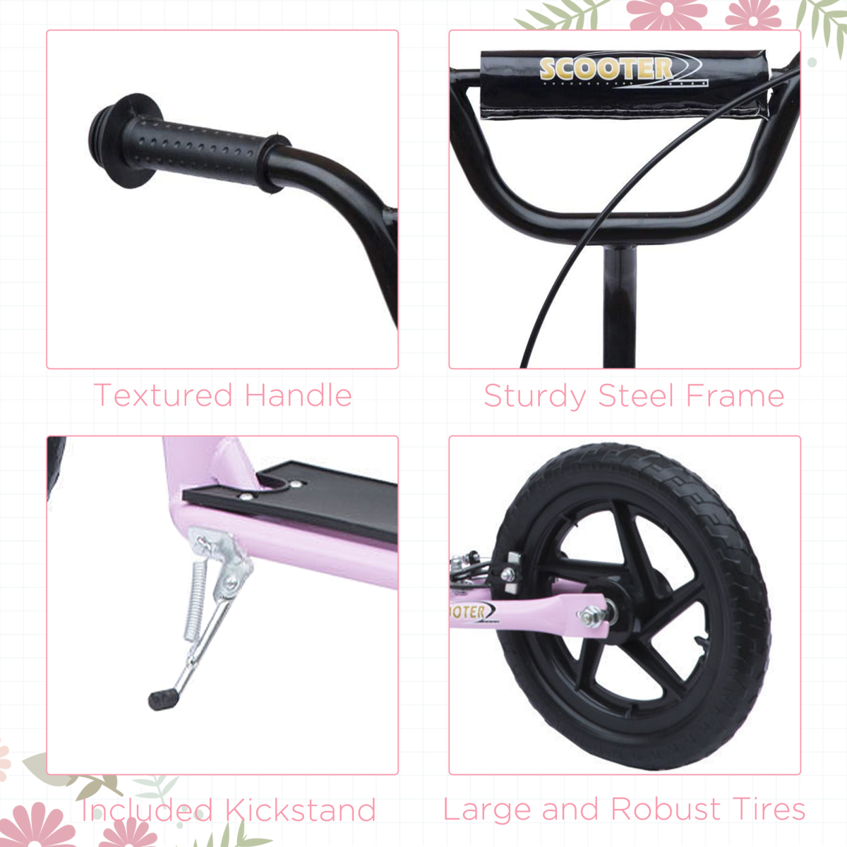 Adventure Awaits: HOMCOM Pink Push Scooter for Kids - Stunt Ready & Safe!