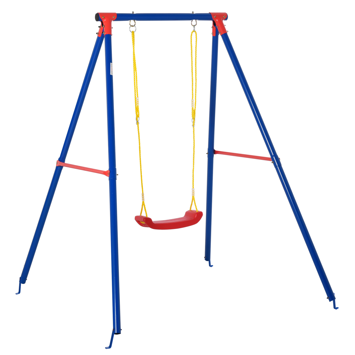 Metal Swing Set w/ Adjustable Rope A-Frame Stand Outdoor Playset Outsunny