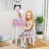 Kids Dressing Table and Stool Set Make Up Desk with Storage (Pink)