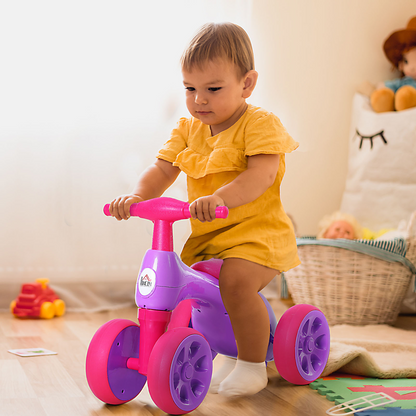 Baby Balance Bike Toddler Safe Training 4 Wheels Storage Bin Violet