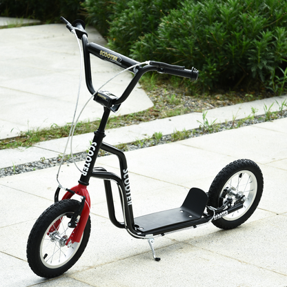 HOMCOM Adjustable Kids Kick Scooter with Inflatable Wheels - Black Style!