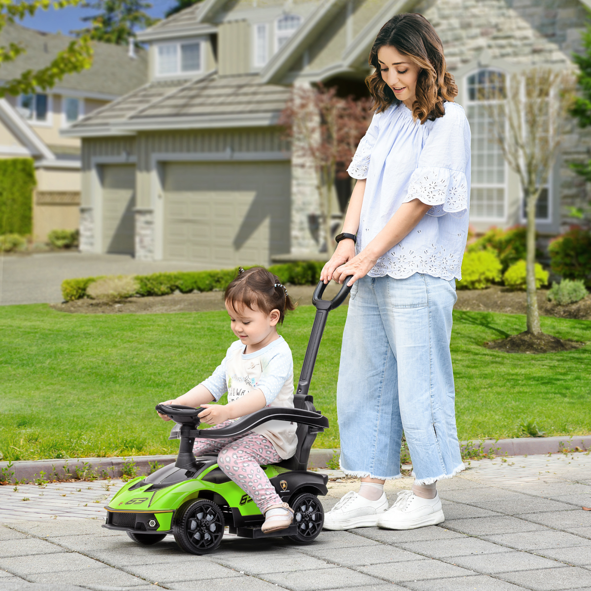 Lamborghini Essenza SCV12 2-in-1 Baby Ride-On & Push Car - Green Adventure!