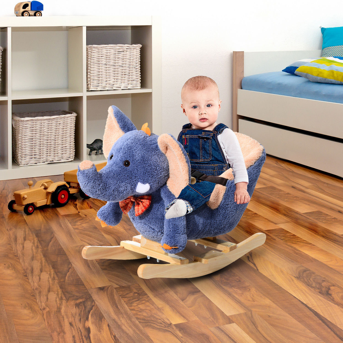 Rocking Horse Ride on Toy Seat Belt Safety Toddler Elephant Music