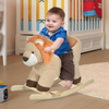 Plush Rocking Lion Ride-On with Sound, Seat Belt & Wooden Base for Kids