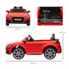 12V Battery Licensed Audi TT Ride On Car w/ Remote Headlight MP3 Red