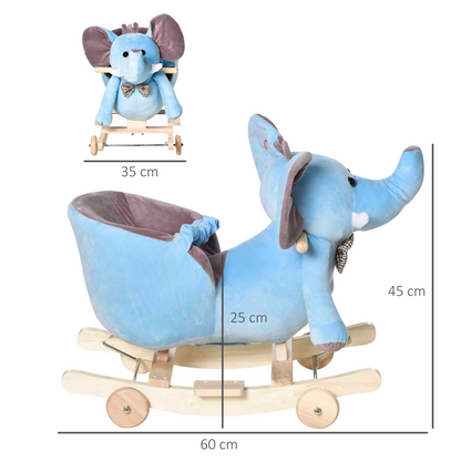 2-in-1 Elephant Rocking Horse with Wheels & Music - Fun for Little Adventurers!