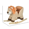 Plush Rocking Lion Ride-On with Sound, Seat Belt & Wooden Base for Kids