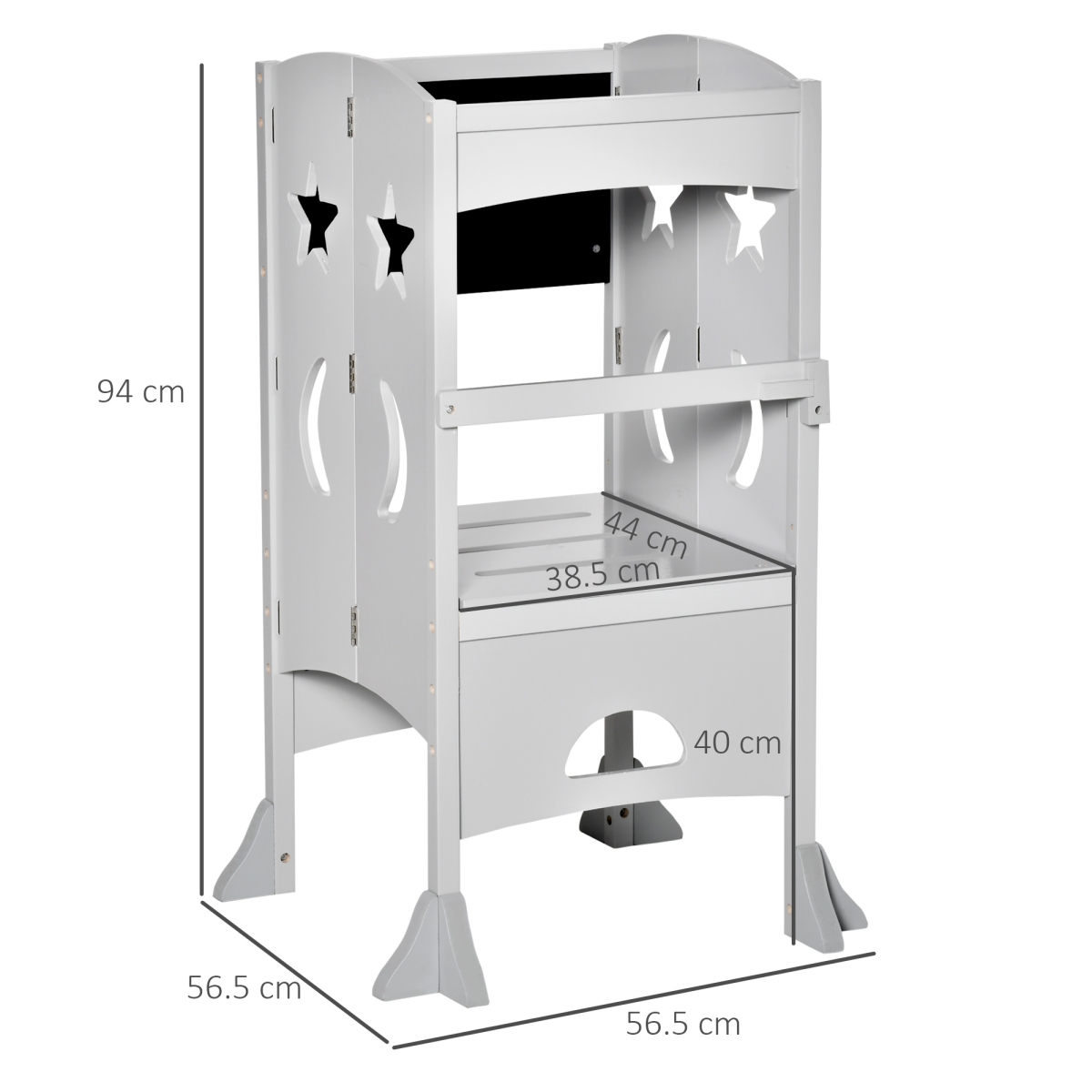 Kids Step Stool Toddler Kitchen Stool with Blackboard Lockable Handrail
