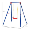 Metal Swing Set w/ Adjustable Rope A-Frame Stand Outdoor Playset Outsunny
