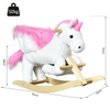 Kids Wooden Ride On Unicorn Rocking Horse Plush Toy Soft Seat Pink