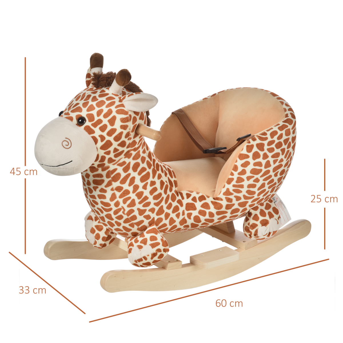Plush Giraffe Rocking Horse with 32 Songs & Safety Belt – Fun for Kids!