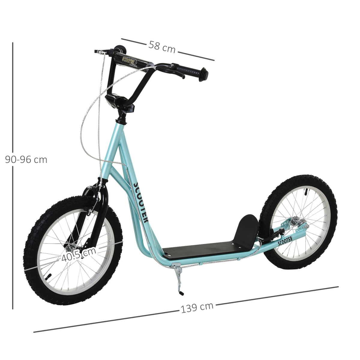 HOMCOM Kids Kick Scooter - Adjustable Blue, Inflatable Wheels, Safe & Smooth Ride