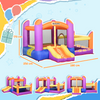 Bouncy Castle with Slide Pool House Inflatable w/ Blower Multi-color Outsunny