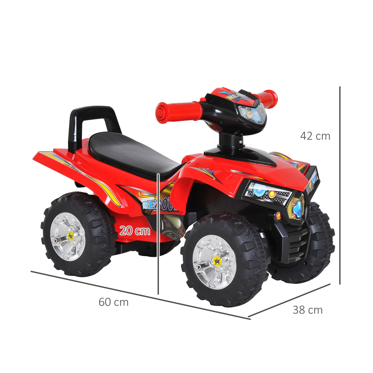 Kids Ride On Quads Boys Girls LED Lights Horn Music Toys 4 Wheels Red HOMCOM