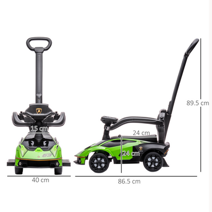 Lamborghini Essenza SCV12 2-in-1 Baby Ride-On & Push Car - Green Adventure!