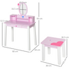 Kids Dressing Table and Stool Set Make Up Desk with Storage (Pink)