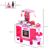 38-Piece Children's Kitchen Play Set Realistic Sounds Lights Food Pink